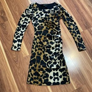 INC Long Sleeve Animal Print Dress